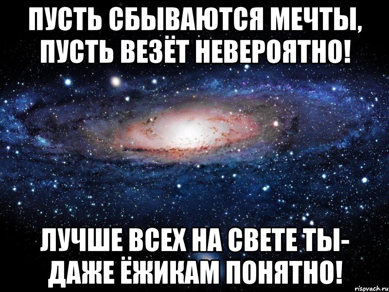пусть сбываются мечты, пусть везёт невероятно! лучше всех на свете ты- даже ёжикам понятно!, Мем Вселенная