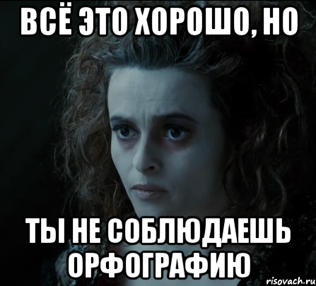 всё это хорошо, но ты не соблюдаешь орфографию, Мем Всё это хорошо но