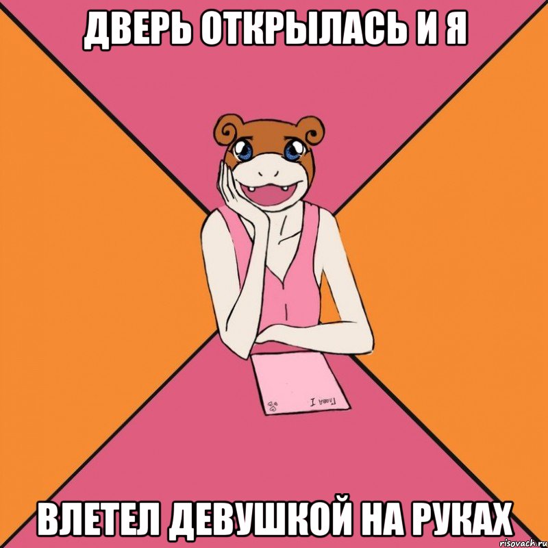 дверь открылась и я влетел девушкой на руках