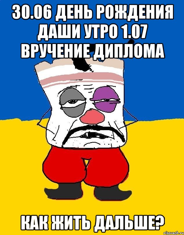 30.06 день рождения даши утро 1.07 вручение диплома как жить дальше?, Мем Западенец - тухлое сало