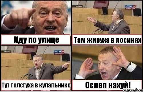 Иду по улице Там жируха в лосинах Тут толстуха в купальнике Ослеп нахуй!