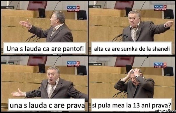 Una s lauda ca are pantofi alta ca are sumka de la shaneli una s lauda c are prava si pula mea la 13 ani prava?, Комикс Жирик в шоке хватается за голову