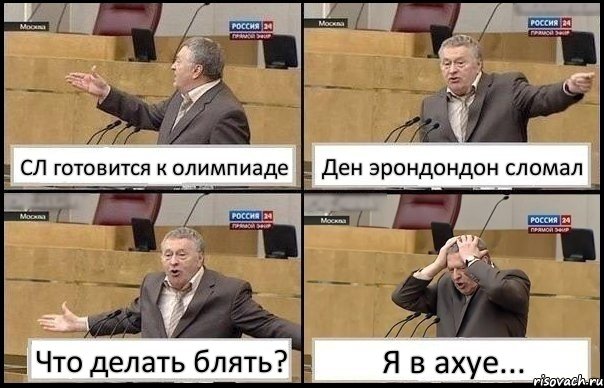 СЛ готовится к олимпиаде Ден эрондондон сломал Что делать блять? Я в ахуе..., Комикс Жирик в шоке хватается за голову