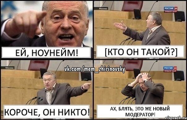 Ей, ноунейм! [Кто он такой?] Короче, он никто! Ах, блять, это же новый Модератор!, Комикс Жирик