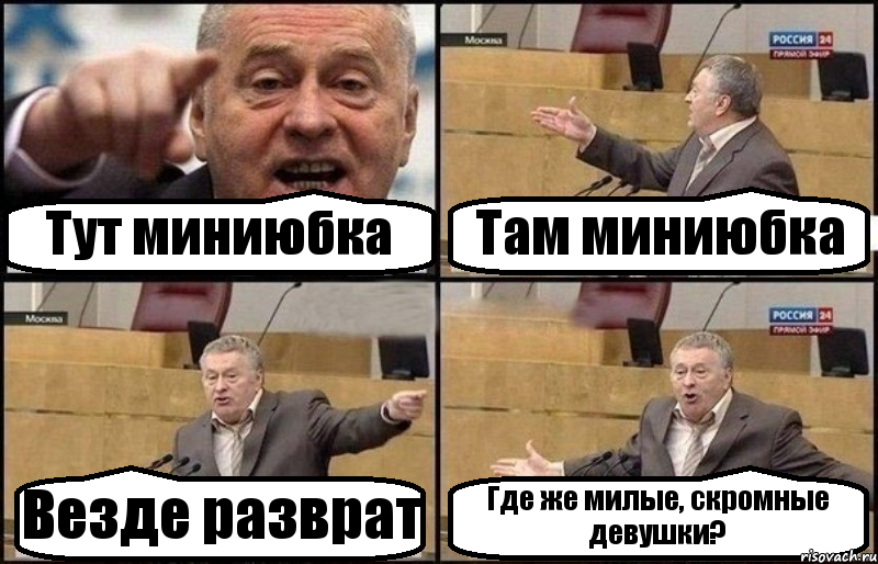 Тут миниюбка Там миниюбка Везде разврат Где же милые, скромные девушки?, Комикс Жириновский