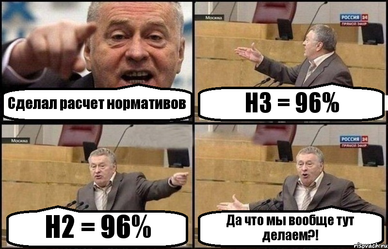 Сделал расчет нормативов Н3 = 96% Н2 = 96% Да что мы вообще тут делаем?!, Комикс Жириновский