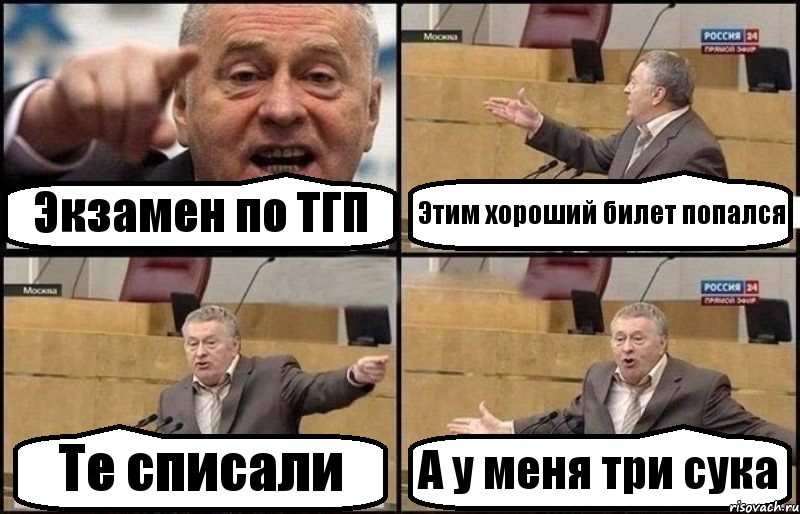 Экзамен по ТГП Этим хороший билет попался Те списали А у меня три сука