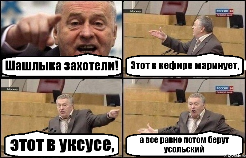 Шашлыка захотели! Этот в кефире маринует, этот в уксусе, а все равно потом берут усольский, Комикс Жириновский