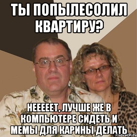 ты попылесолил квартиру? нееееет, лучше же в компьютере сидеть и мемы для карины делать