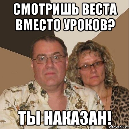 смотришь веста вместо уроков? ты наказан!