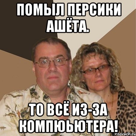 помыл персики ашёта. то всё из-за компюьютера!, Мем  Злые родители
