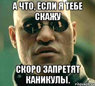 а что, если я тебе скажу скоро запретят каникулы.