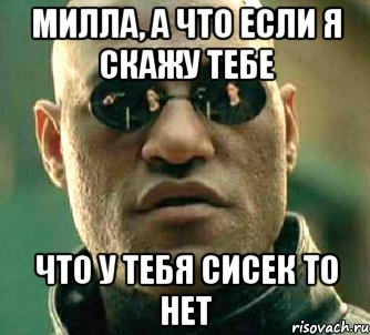 милла, а что если я скажу тебе что у тебя сисек то нет, Мем  а что если я скажу тебе