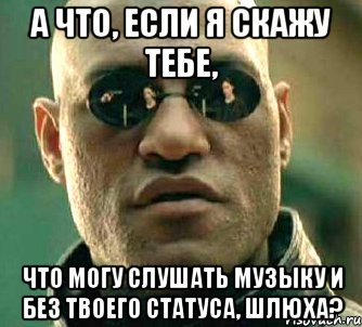 а что, если я скажу тебе, что могу слушать музыку и без твоего статуса, шлюха?, Мем  а что если я скажу тебе