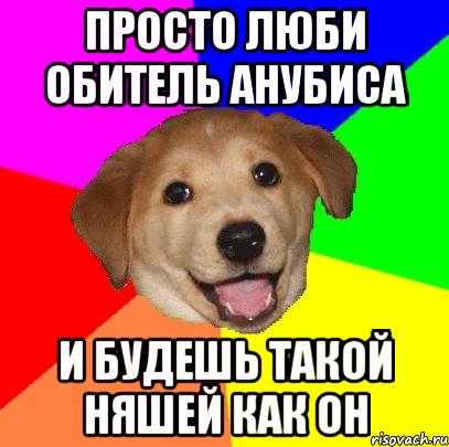 просто люби обитель анубиса и будешь такой няшей как он, Мем Advice Dog