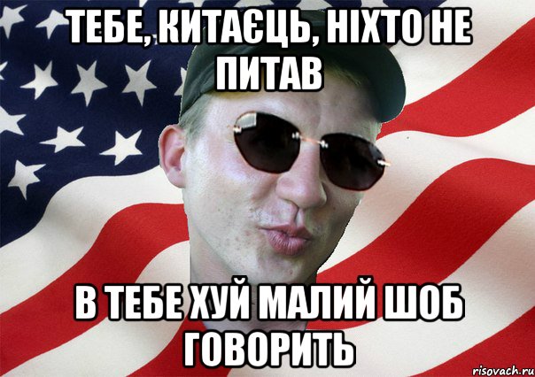 тебе, китаєць, ніхто не питав в тебе хуй малий шоб говорить, Мем amerikanskiyxlopak