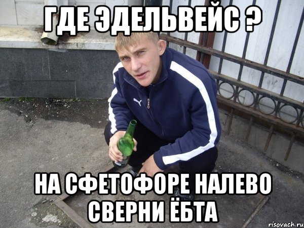 где эдельвейс ? на сфетофоре налево сверни ёбта
