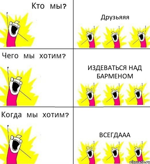 Друзьяяя Издеваться над Барменом Всегдааа, Комикс Что мы хотим