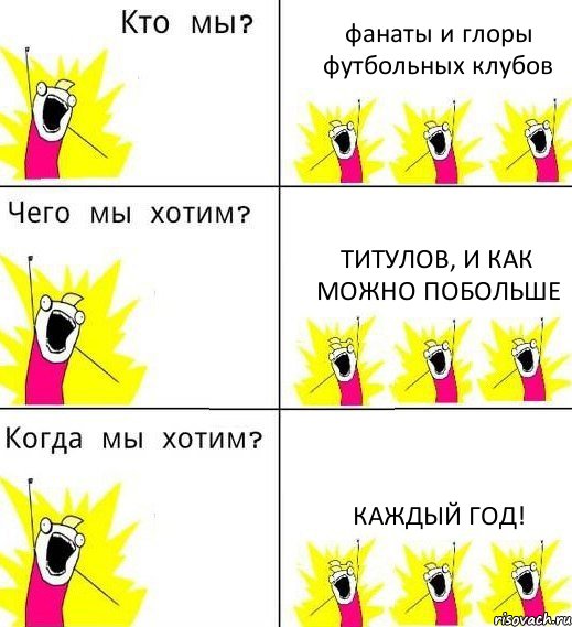 фанаты и глоры футбольных клубов титулов, и как можно побольше каждый год!, Комикс Что мы хотим