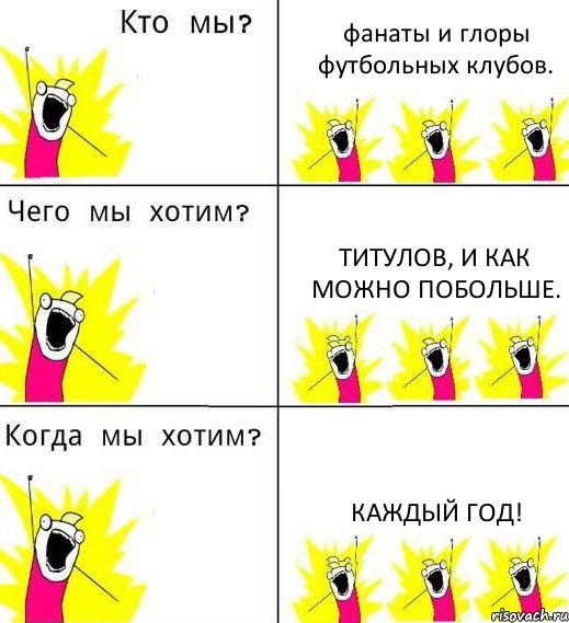 фанаты и глоры футбольных клубов. титулов, и как можно побольше. каждый год!, Комикс Что мы хотим