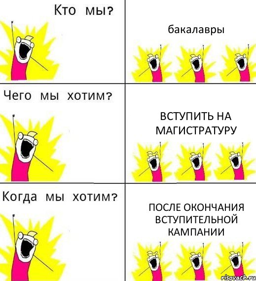 бакалавры вступить на магистратуру после окончания вступительной кампании, Комикс Что мы хотим