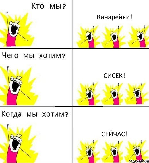 Канарейки! Сисек! Сейчас!, Комикс Что мы хотим