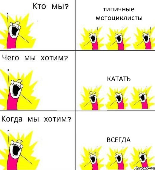 типичные мотоциклисты катать всегда, Комикс Что мы хотим
