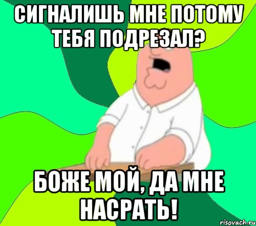 сигналишь мне потому тебя подрезал? боже мой, да мне насрать!