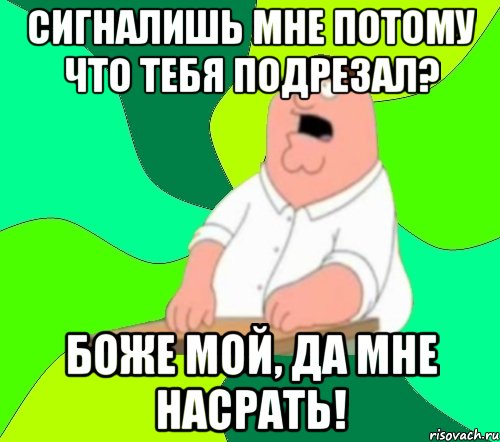 сигналишь мне потому что тебя подрезал? боже мой, да мне насрать!