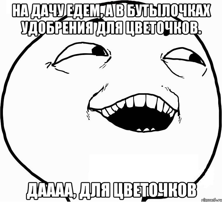 на дачу едем, а в бутылочках удобрения для цветочков. даааа, для цветочков, Мем Дааа