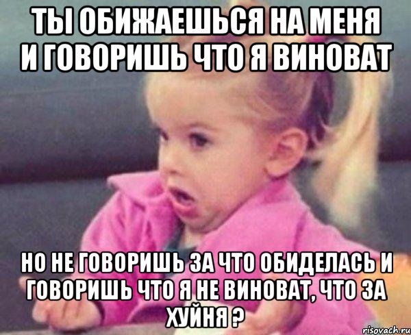 ты обижаешься на меня и говоришь что я виноват но не говоришь за что обиделась и говоришь что я не виноват, что за хуйня ?, Мем  Ты говоришь (девочка возмущается)