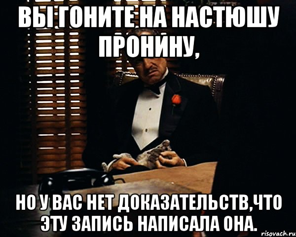 вы гоните на настюшу пронину, но у вас нет доказательств,что эту запись написала она., Мем Дон Вито Корлеоне