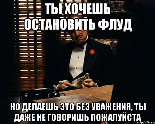 ты хочешь остановить флуд но делаешь это без уважения, ты даже не говоришь пожалуйста, Мем Дон Вито Корлеоне