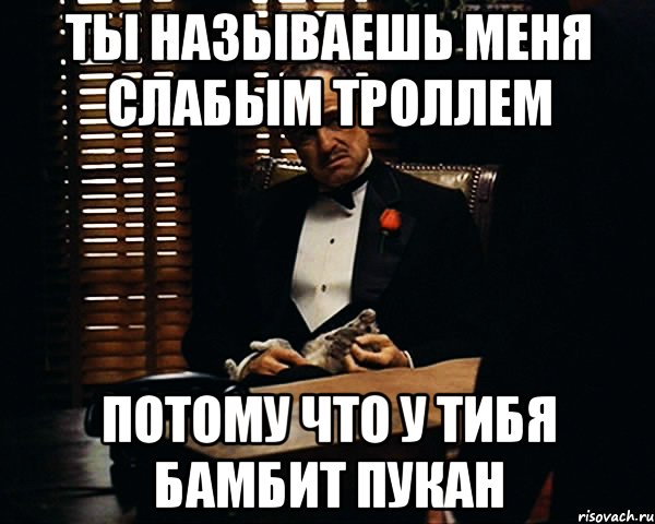 ты называешь меня слабым троллем потому что у тибя бамбит пукан, Мем Дон Вито Корлеоне