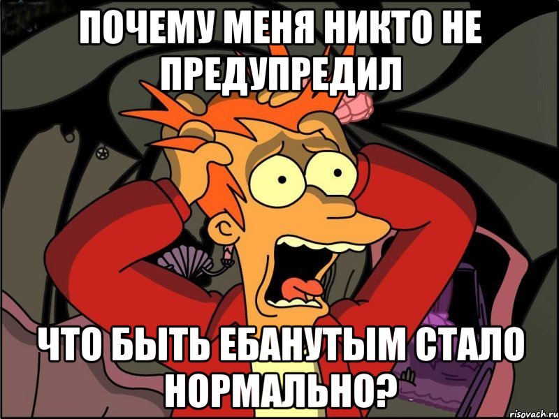 почему меня никто не предупредил что быть ебанутым стало нормально?, Мем Фрай в панике