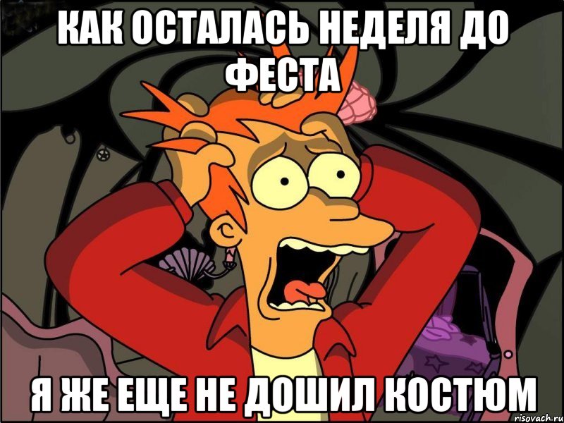 как осталась неделя до феста я же еще не дошил костюм, Мем Фрай в панике