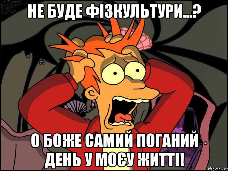 не буде фізкультури...? о боже самий поганий день у моєу житті!, Мем Фрай в панике