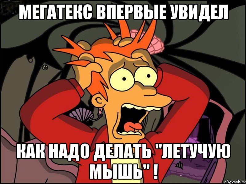 мегатекс впервые увидел как надо делать "летучую мышь" !, Мем Фрай в панике