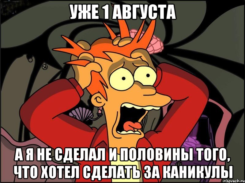 уже 1 августа а я не сделал и половины того, что хотел сделать за каникулы, Мем Фрай в панике