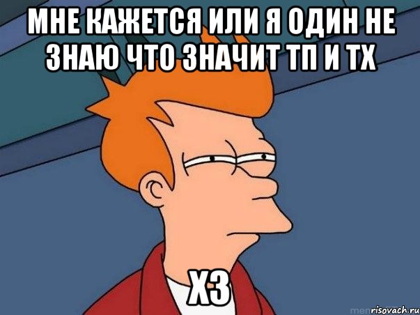 мне кажется или я один не знаю что значит тп и тх хз, Мем  Фрай (мне кажется или)