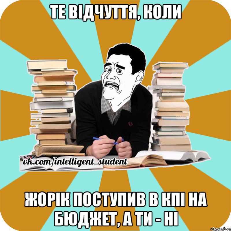 те відчуття, коли жорік поступив в кпі на бюджет, а ти - ні