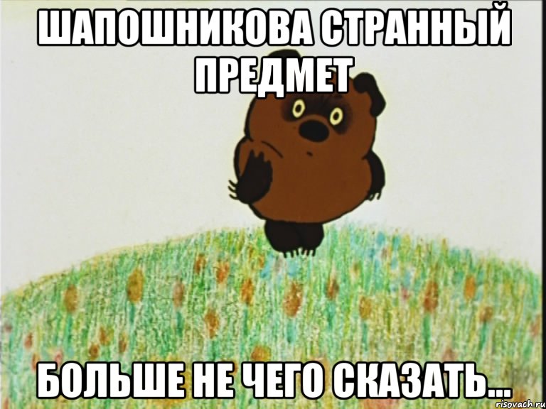 шапошникова странный предмет больше не чего сказать..., Мем h