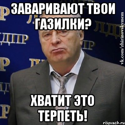 заваривают твои газилки? хватит это терпеть!, Мем Хватит это терпеть (Жириновский)