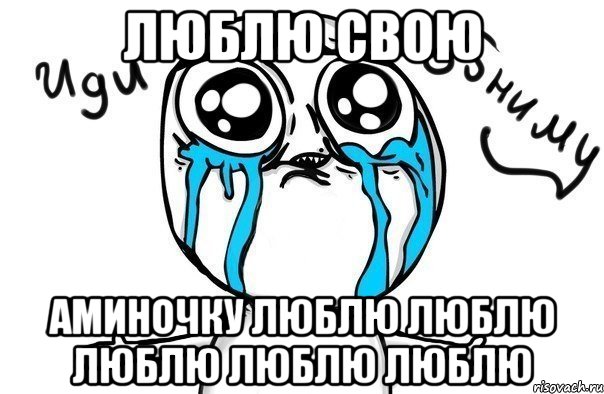 люблю свою аминочку люблю люблю люблю люблю люблю, Мем Иди обниму