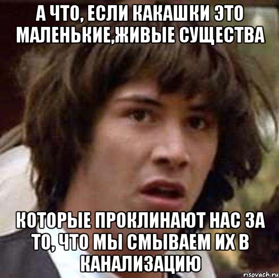 а что, если какашки это маленькие,живые существа которые проклинают нас за то, что мы смываем их в канализацию
