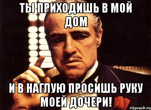 ты приходишь в мой дом и в наглую просишь руку моей дочери!, Мем крестный отец