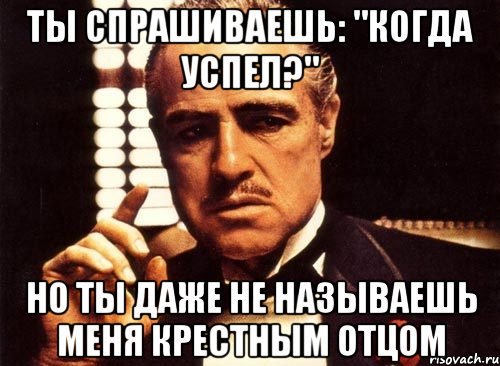 ты спрашиваешь: "когда успел?" но ты даже не называешь меня крестным отцом, Мем крестный отец