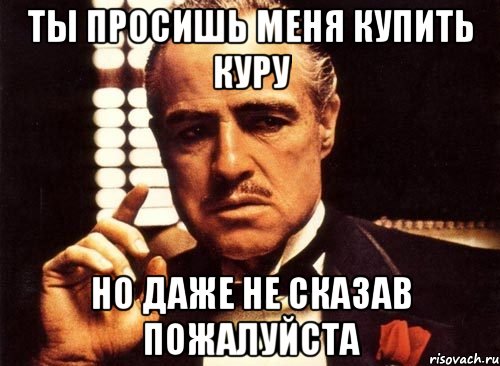 ты просишь меня купить куру но даже не сказав пожалуйста, Мем крестный отец