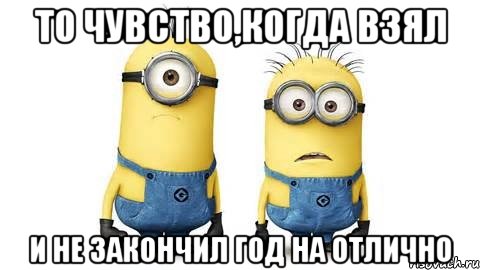 то чувство,когда взял и не закончил год на отлично, Мем Миньоны