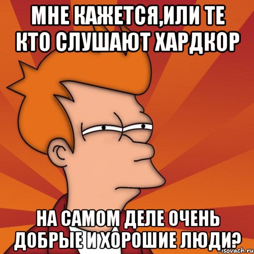 мне кажется,или те кто слушают хардкор на самом деле очень добрые и хорошие люди?, Мем Мне кажется или (Фрай Футурама)